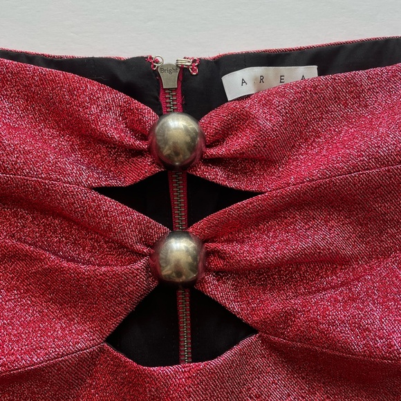 AREA Banded Crop Top Hot Booty Short Set Red Pink - Picture 4 of 8